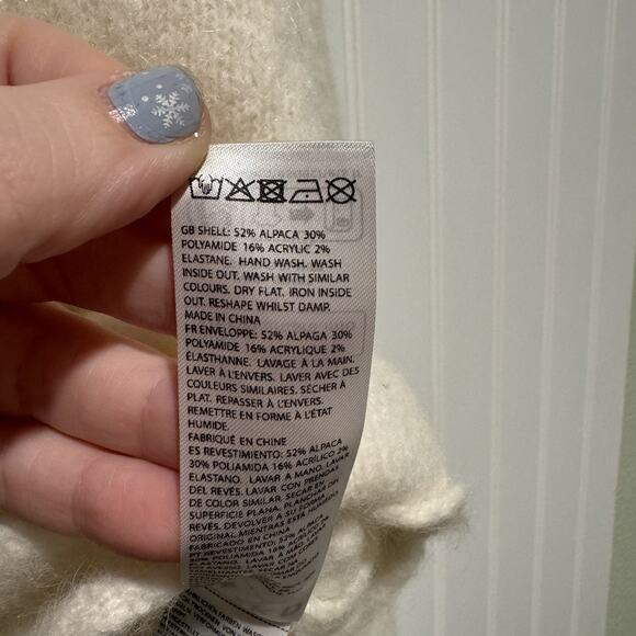 Camille Charriera NA-KD Knitted Deep V Neck Alpaca Wool Cream Sweater Size Large - Picture 6 of 7